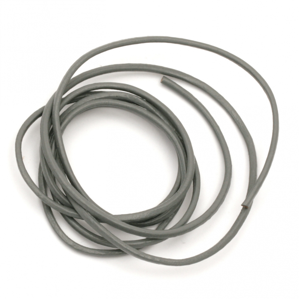 Natural leather cord 2 mm gray - 1 meter