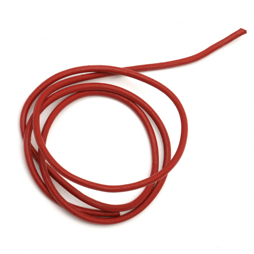 Genuine leather cord for jewelry and accessories4 mm red - 1 meter