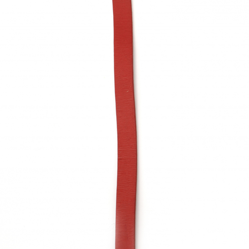 Panglică / decorativă / piele naturală 10x2 mm roșu - 1 metru