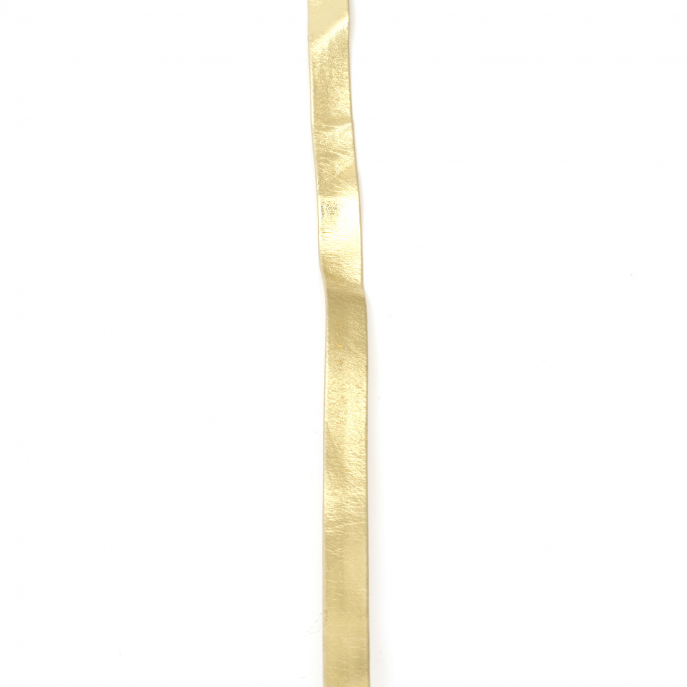 Лента/декоративна/ изкуствена кожа 10x1 мм цвят злато -1 метър