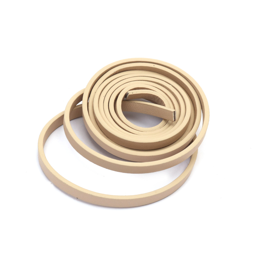 Artificial Leather Flat Cord / 5x2 mm / Beige Color - 1.20 meters