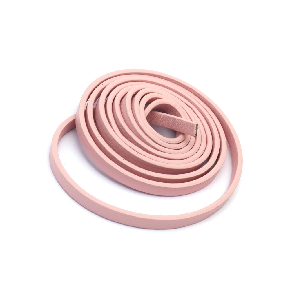 Artificial Leather Strip / 5x2 mm /  Light Pink Color - 1.20 meters