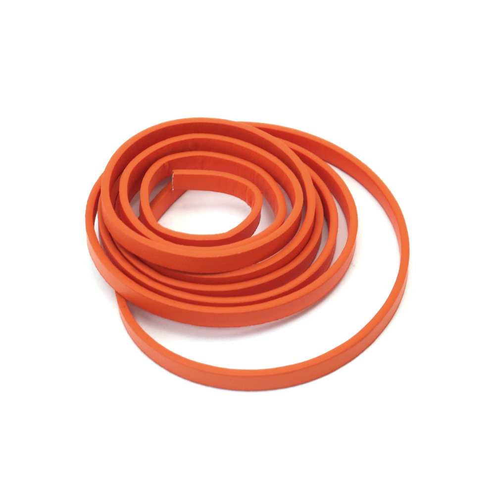 Artificial Leather Strip / 5x2 mm /  Orange Color - 1.20 meters