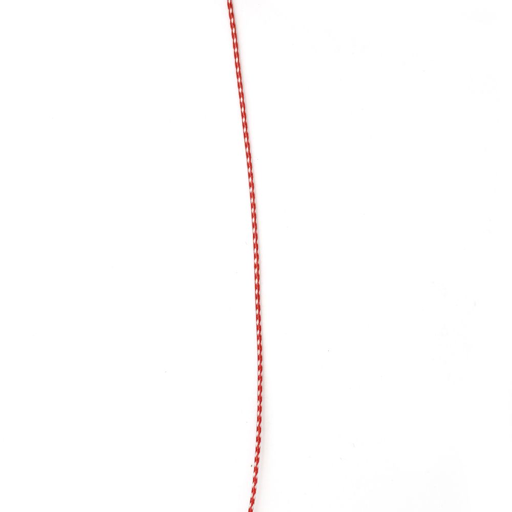 Snur de bumbac Coreea 1 mm roșu / alb -10 metri