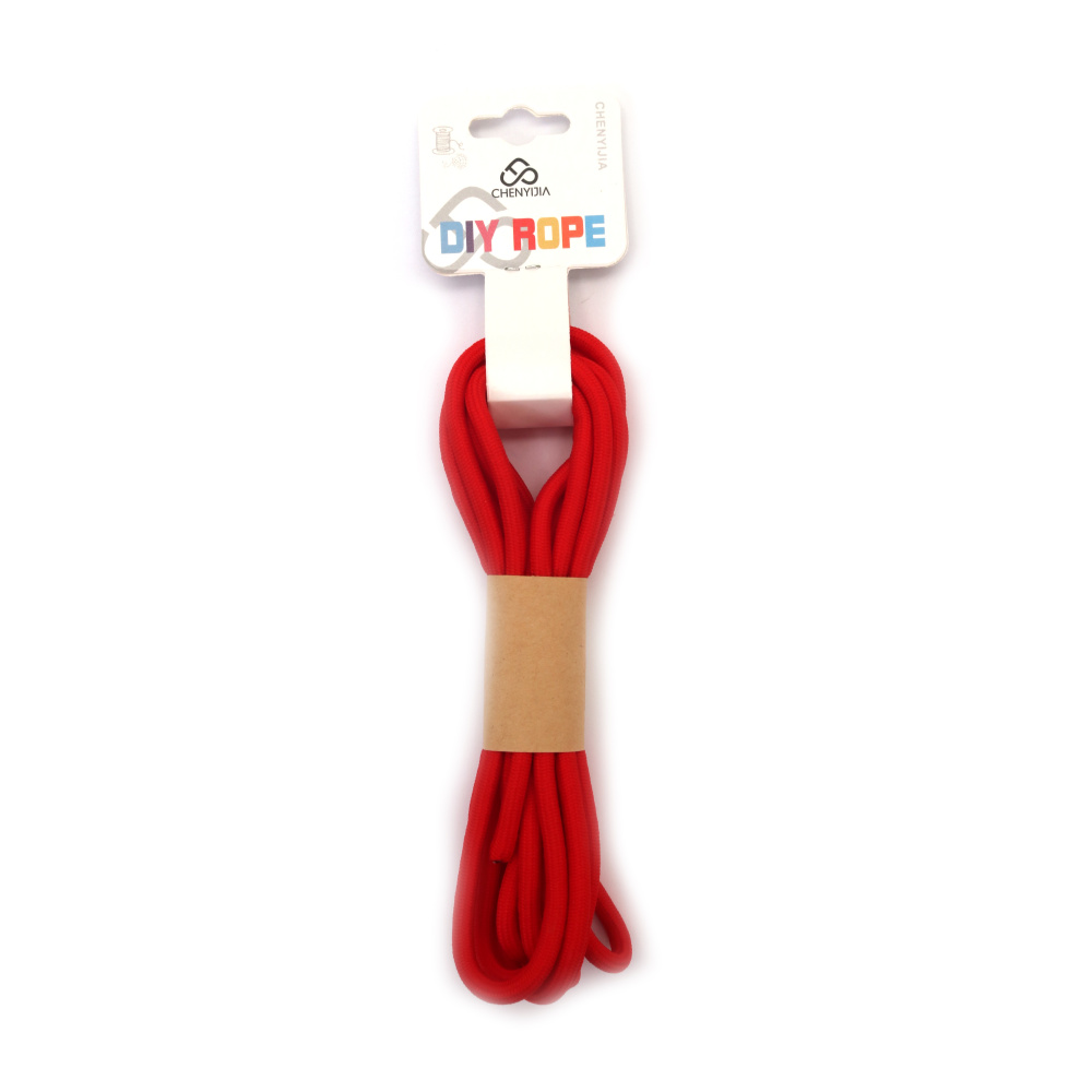 Strong Bright Red Polyester Paracord 5 mm – Durable, Flexible & Decorative Craft Rope, ~3 m Length