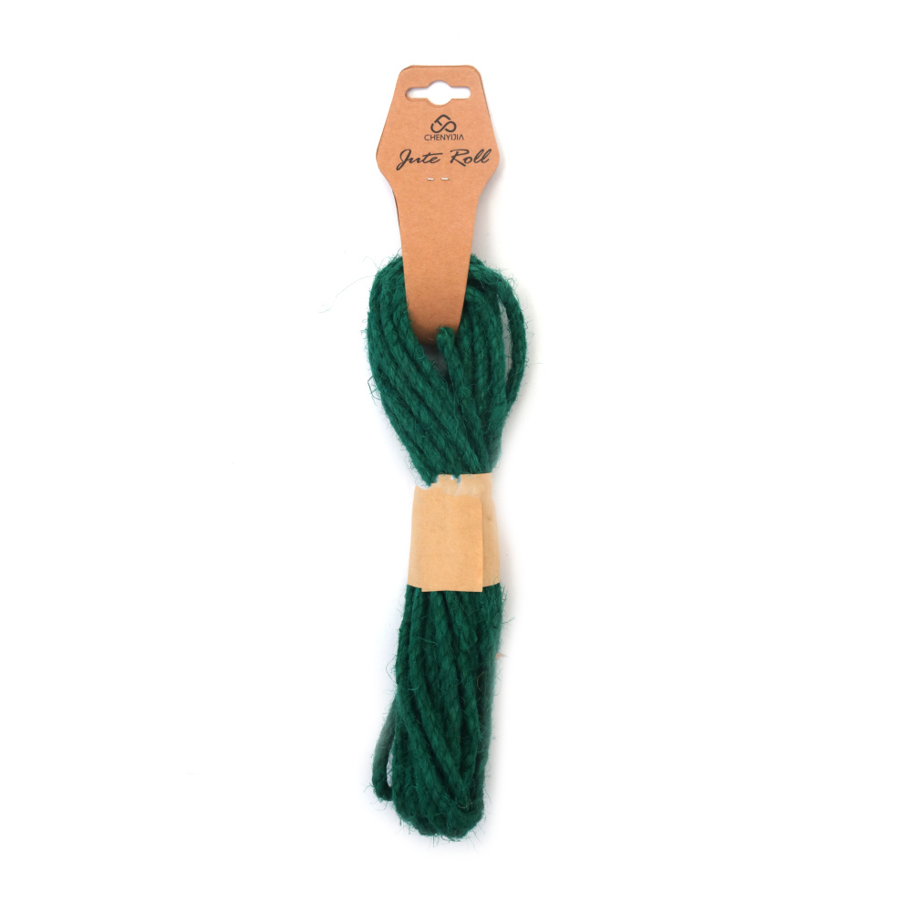 Dark Green Hemp Rope 4 mm – Strong, Eco-Friendly & Decorative Craft Cord, ~5 m Roll