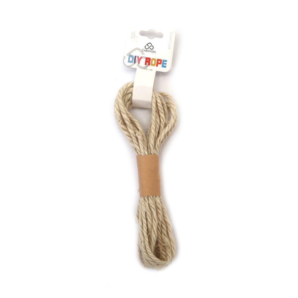 Warm White Hemp Rope 3 mm – Strong, Eco-Friendly & Decorative Craft Cord, ~5 m Roll