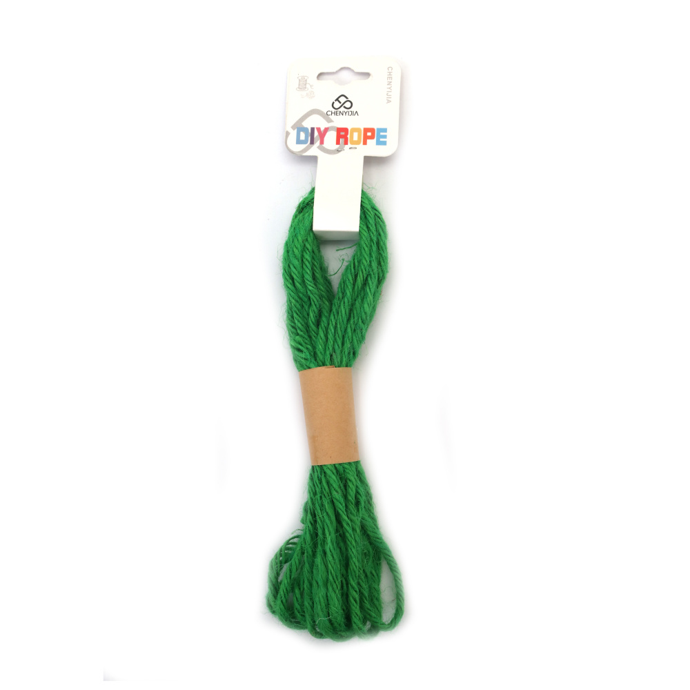 Green Hemp Rope 3 mm – Strong, Eco-Friendly & Decorative Craft Cord, ~5 m Roll