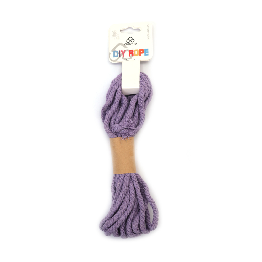 Frânghie din bumbac mov deschis 5 mm ~5 m – perfectă pentru macrame, noduri decorative și proiecte DIY creative