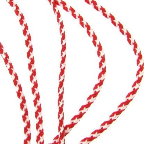 Knitted Red-White String SHА13-7 / 2 mm - 50 meters