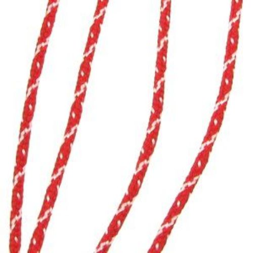Red-White Braided Cord SHА13-6 / 2 mm - 50 meters