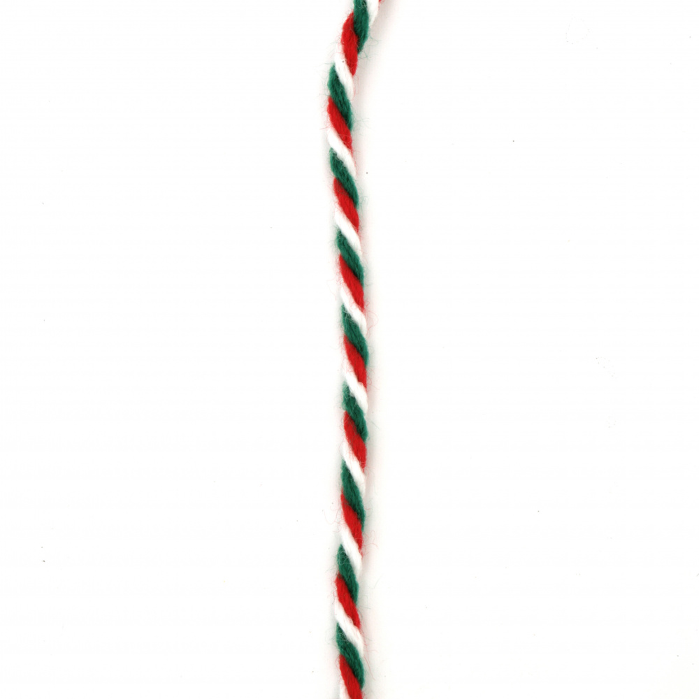 Snur răsucit 4 mm alb, verde, roșu -30 metri