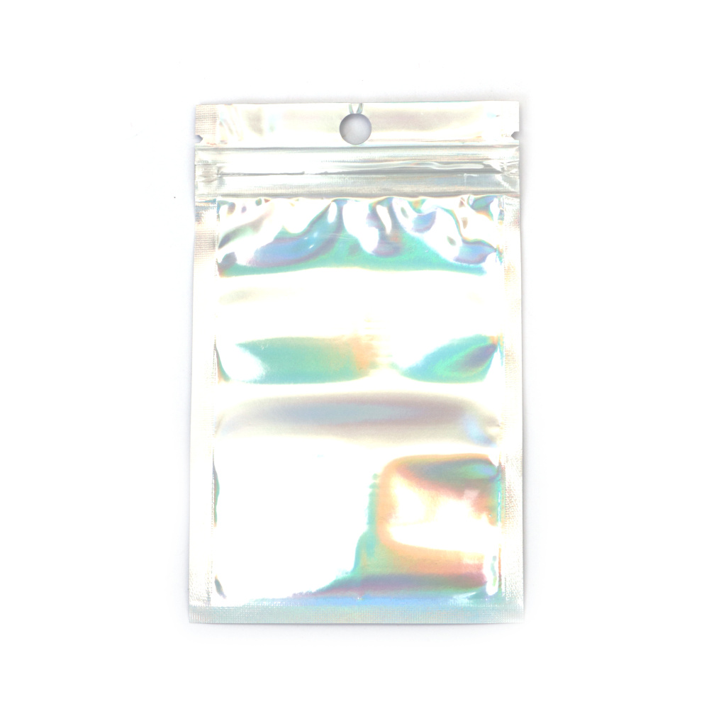 Pungi cu Zip din Celofan Curcubeu Vibrant 12x18 cm, cu Spate din Aluminiu – Ambalaj Rezistent, Lucios și Atrăgător, Set de 100