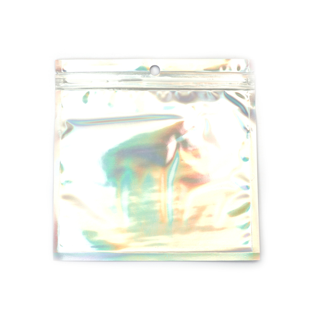 Pungi zip-lock din celofan Curcubeu asortate, 15x15 cm, cu spate aluminizat – ambalaje elegante, rezistente și atrăgătoare, set de 100