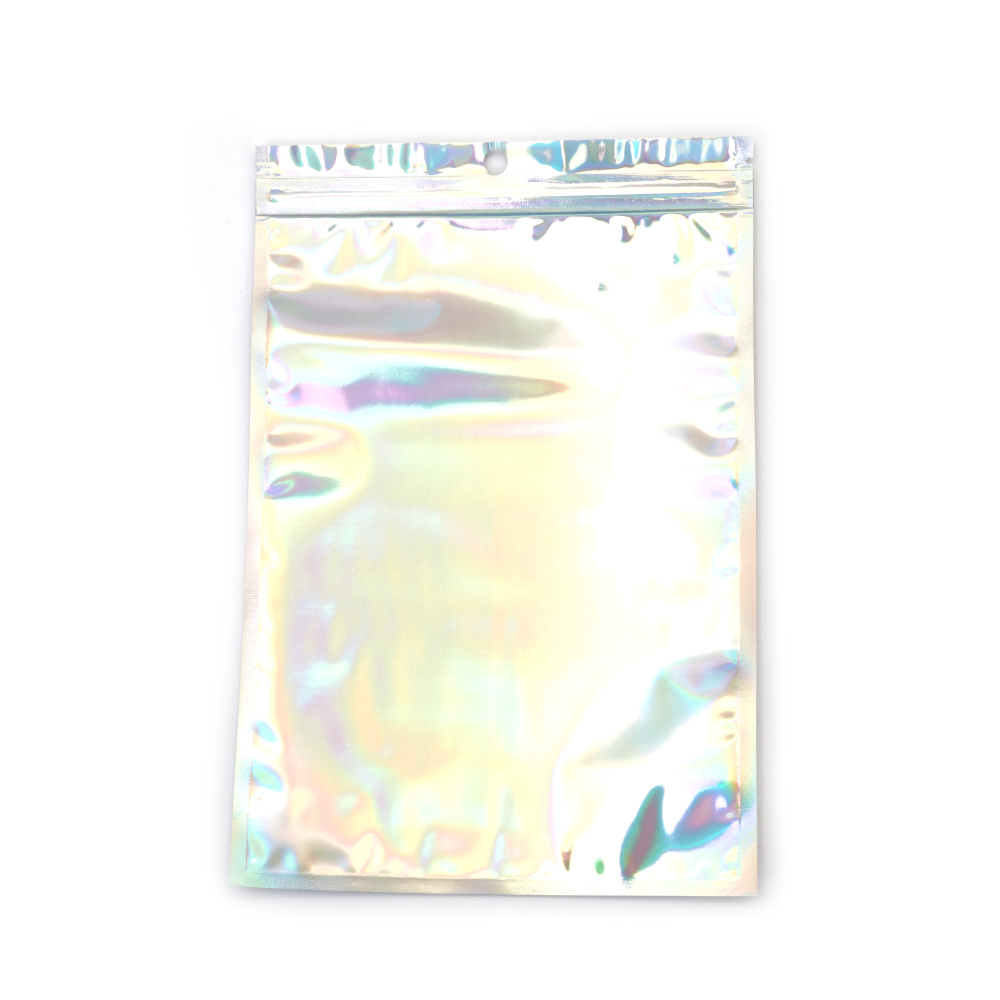 Pungi autosigilante Zip din celofan curcubeu 16x24 cm cu spate din folie de aluminiu – ambalaj rezistent, lucios și atrăgător, Set 50 buc.