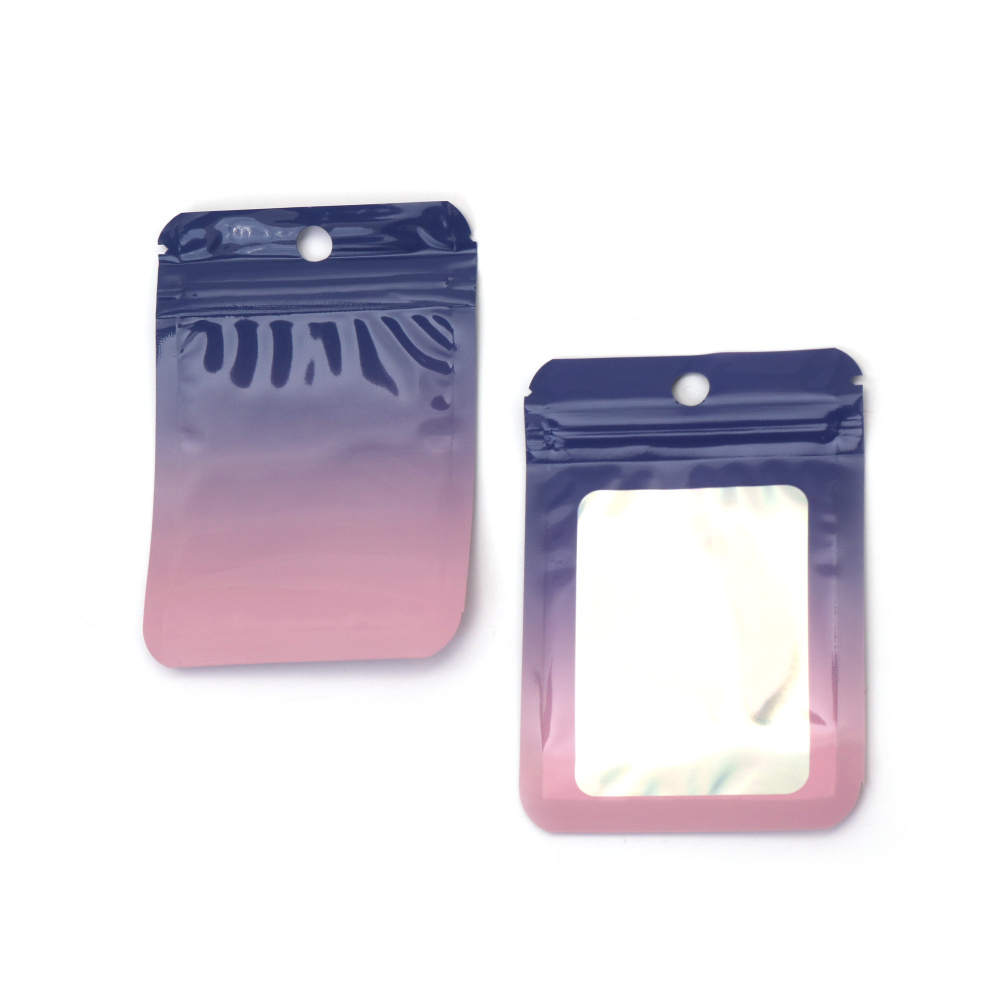 Purple & Pink Rainbow Cellophane Zip Bags 7x10 cm with Window & Silver Back – Shiny, Elegant & Eye-Catching Packaging, Set of 100