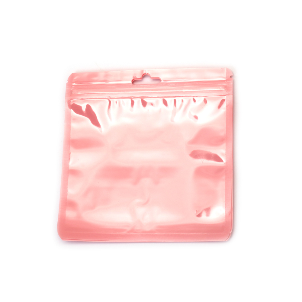 Pungi cu Zip din Celofan Roz Fermecător 14x14 cm – Ambalaj Elegant, Durabil și Atractiv, Set de 50 bucăți
