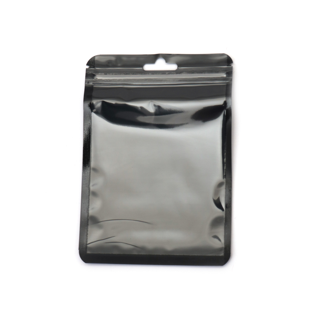 Pungi zip negre din celofan, 8x13 cm – ambalaj elegant, durabil și modern, set de 100