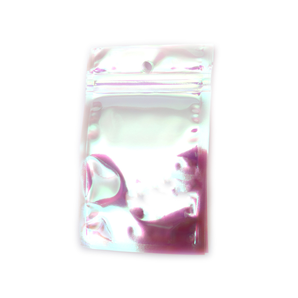 Pungi cu fermoar zip din celofan transparent lucios, curcubeu (asortate), 8x13 cm – ambalaj rezistent și atrăgător, set de 100 bucăți