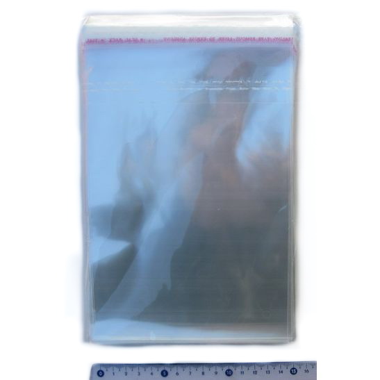 Cellophane Bag with Adhesive Lid, 15x20, Lid: 4 cm  - 100 pieces