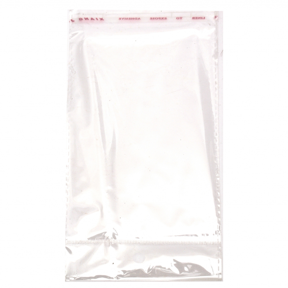 Cellophane bag 6.5 / 10 3 cm Self-Adhesive 30mc. with add. stitch -200 pieces