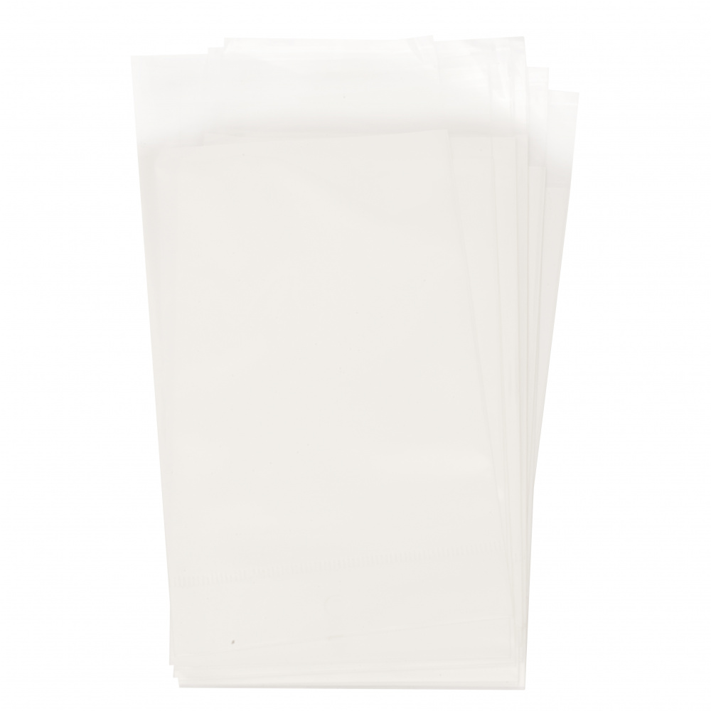 Cellophane Bag with Adhesive Lid for Stand with White Back, 9x13, Lid: 2.5 cm - 100 pieces