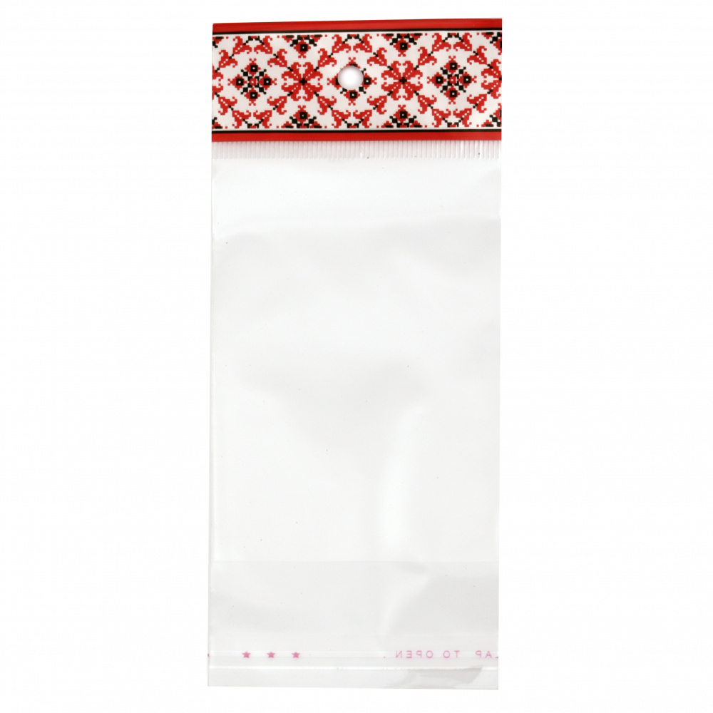 Bulgarian Traditional Motifs Self-Adhesive Cellophane Bag with Hole  7/10 3 cm 2-100 pieces