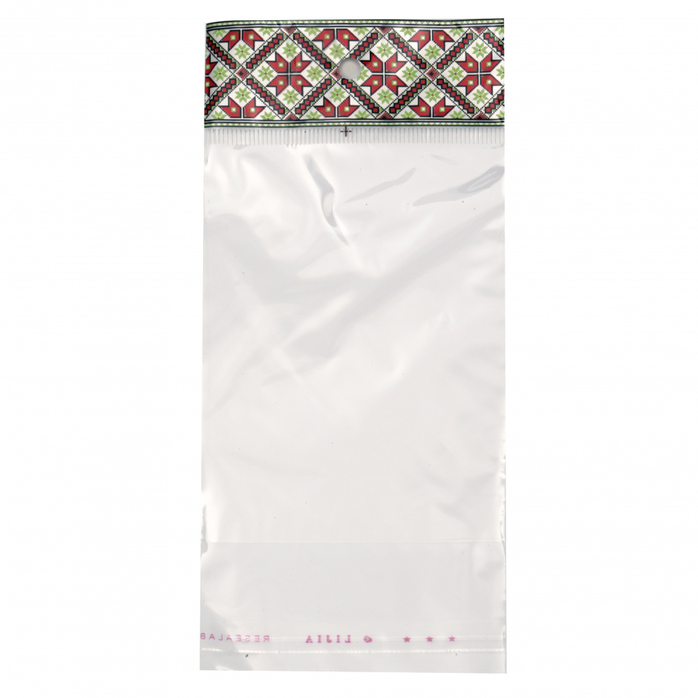 Bulgarian Traditional Motifs Self-Adhesive Cellophane Bag with Hole   8/12 3 cm  3-100 pieces
