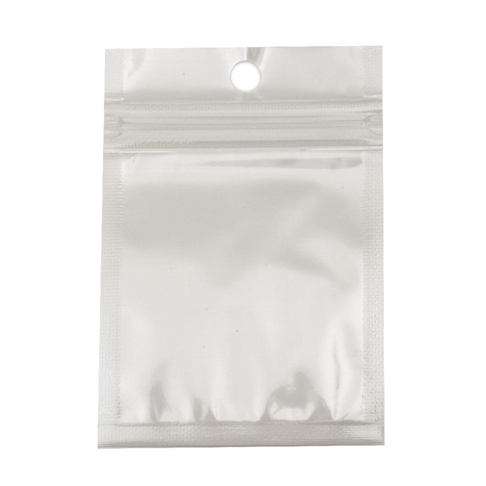 Cellophane Bag with Zipper for Stand with White Back,  7x10 cm -10 pieces