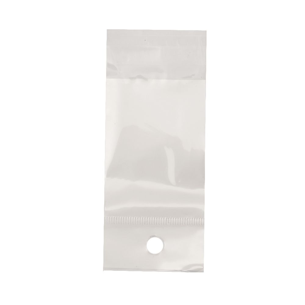 Σελοφάν σακουλάκι με τρύπα 4 / 5.5 + 2 cm αυτοκόλλητο καπάκι με λευκή πλάτη -100 τεμάχια