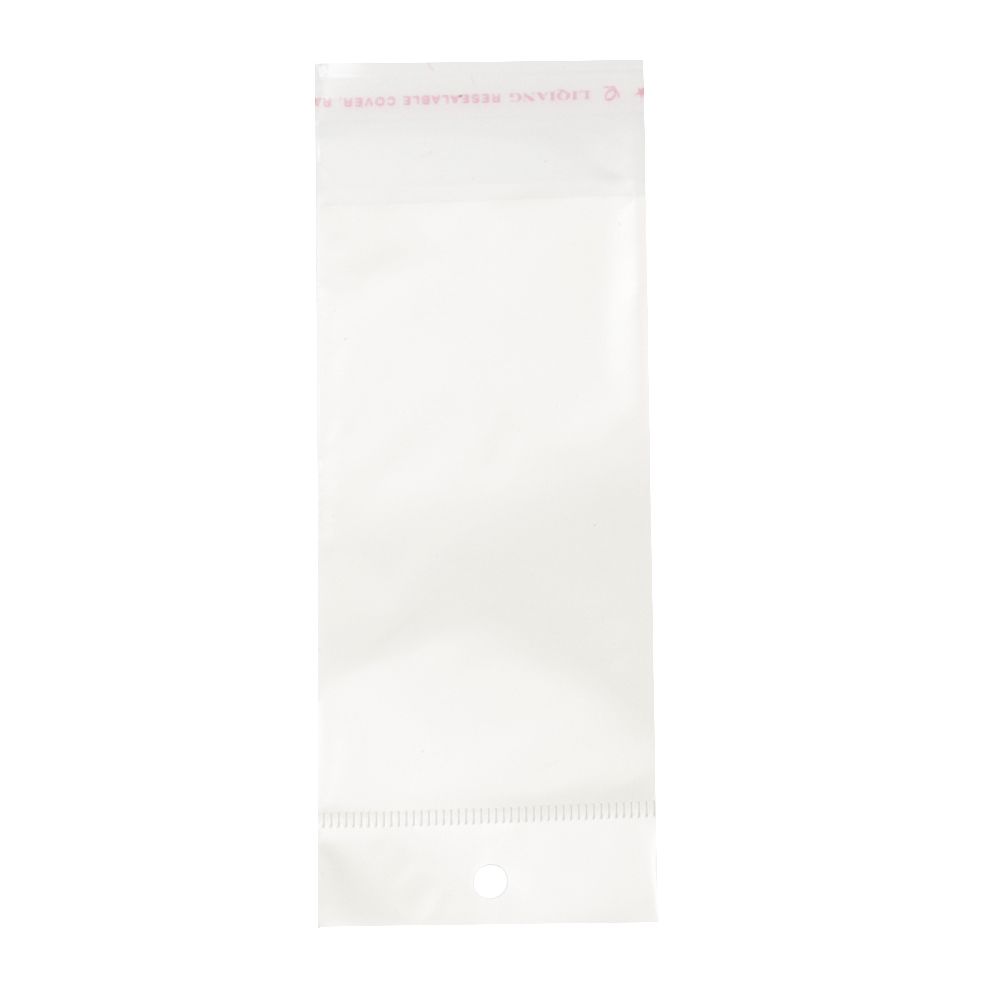 Σελοφάν σακουλάκι με τρύπα 5.8 / 10.9 + 2.5 αυτοκόλλητο καπάκι με λευκή πλάτη -100 τεμάχια