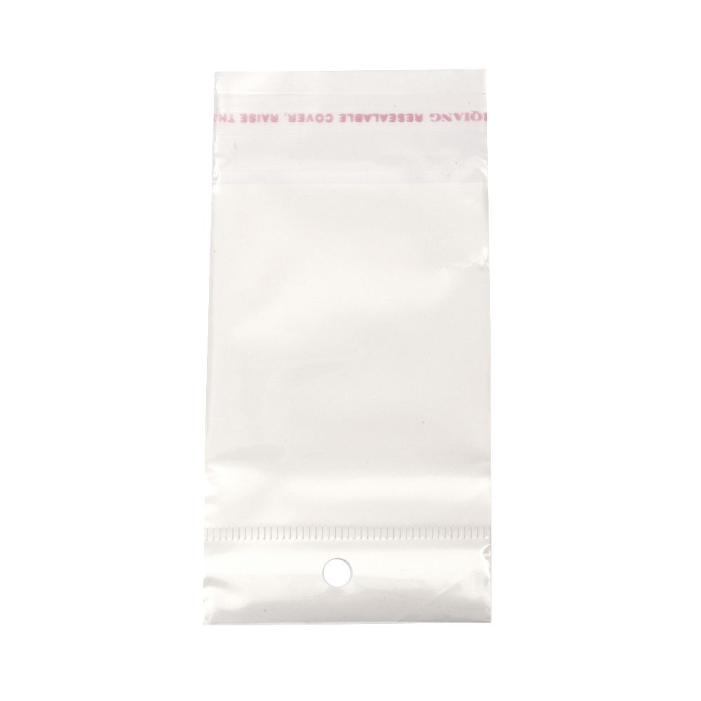 Self-Adhesive Cellophane Bag with Hole 5.8 / 7.5 2.5  white back -100 pieces