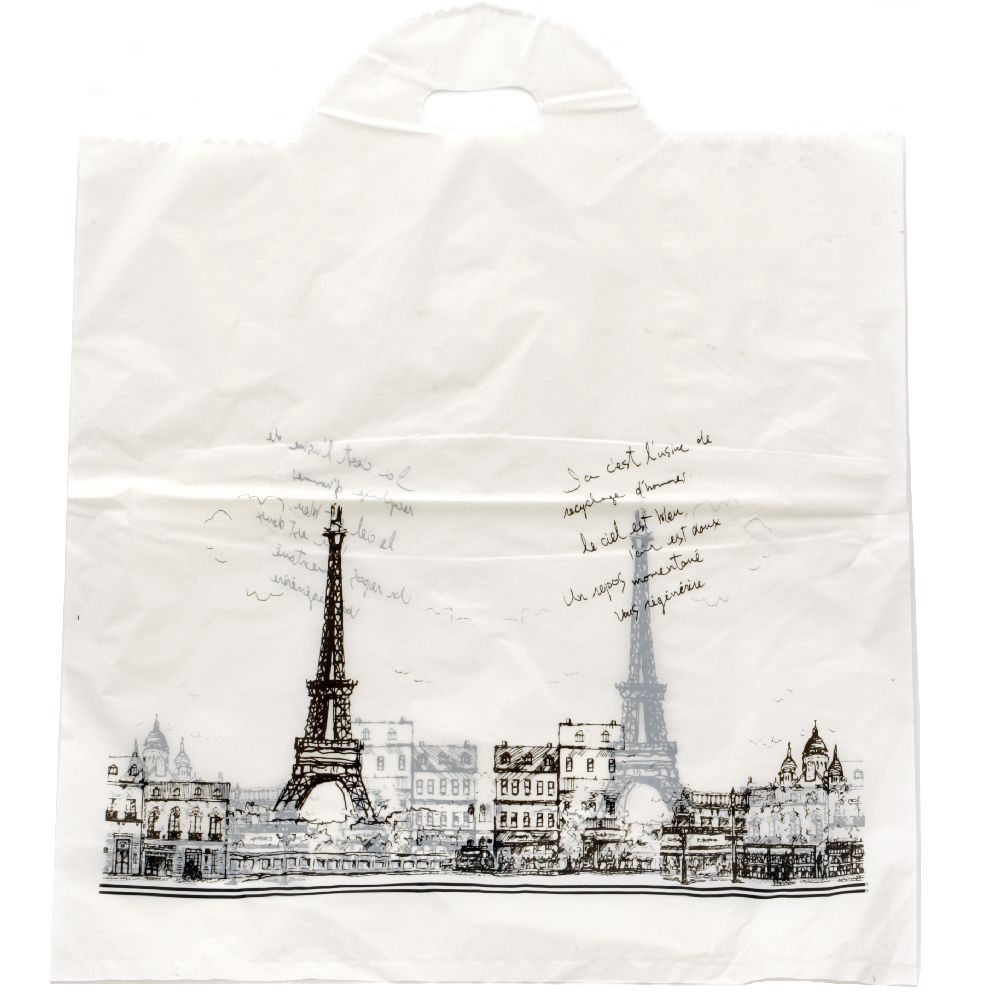 Торбичка от PE материал 53x45 см бяла Париж