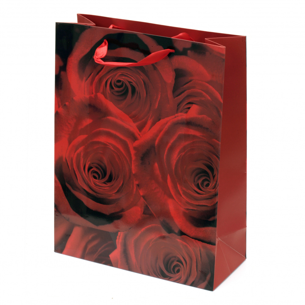 Торбичка подаръчна от картон 26.6x35x11.4 см рози