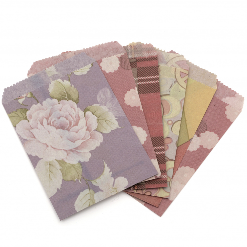 Paper envelope 9.5x12.5 cm with cover 1.5 cm ASSORTED models and colors -20 pieces