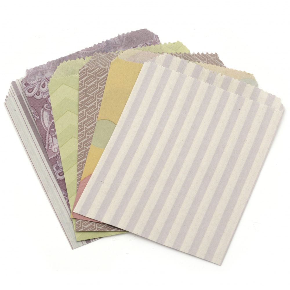 Paper envelope 13x16 cm with cover 1.5 cm ASSORTED models and colors -10 pieces