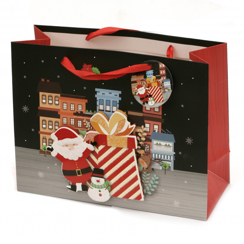 ASSORTED 3D Cardboard  Gift Bags for Christmas Holidays,17x24x8 cm 
