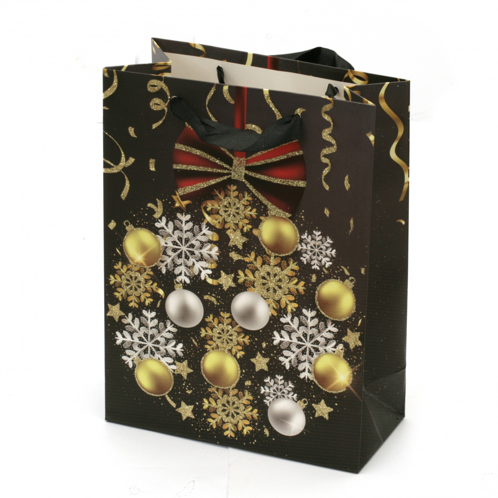 Торбичка подаръчна от картон 18x24x8.5 см Коледа АСОРТЕ 3D