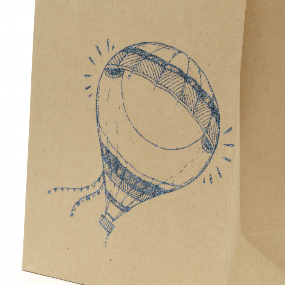 Торбичка подаръчна от крафт хартия 25x20x10 см с щампа балон