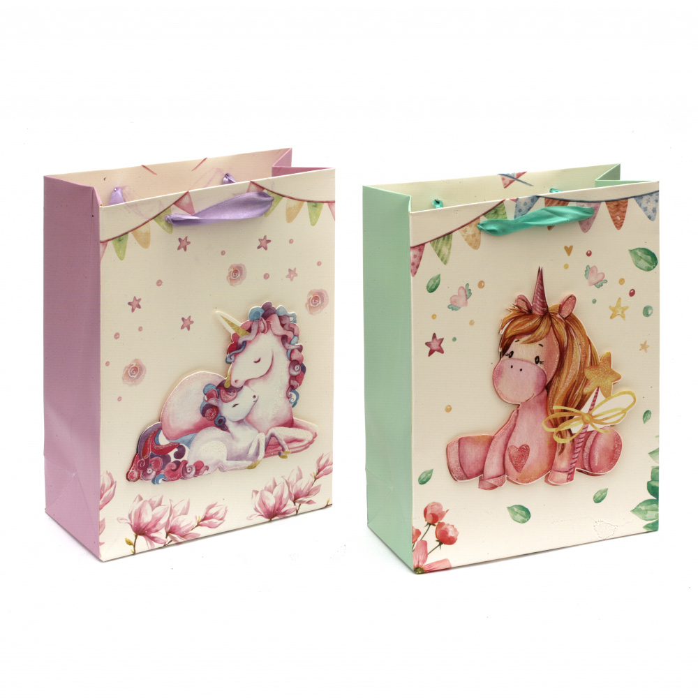 ASSORTED Cute Cardboard Gift Bag / Unicorn, 240x180 mm 