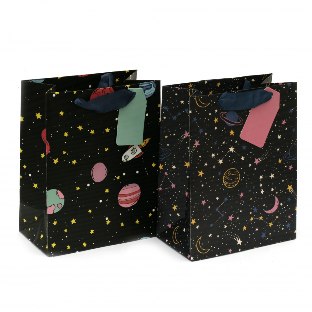 ASSORTED Cardboard Gift Bag / Space, 18x23x10 cm 