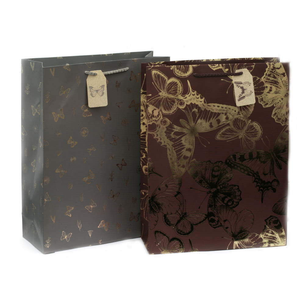 Cardboard Gift Bags, 32x42x11.5 cm, ASSORTED Butterflies