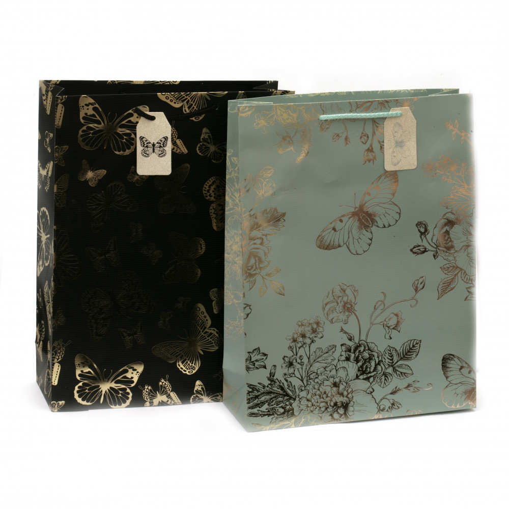 Cardboard Gift Bags, 32x42x11.5 cm, ASSORTED Butterflies
