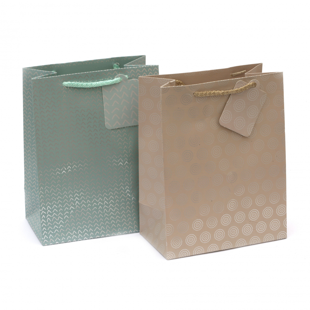 Stylish Cardboard Gift Bag with Gold Patterns, 18x23x10 cm, ASSORTED