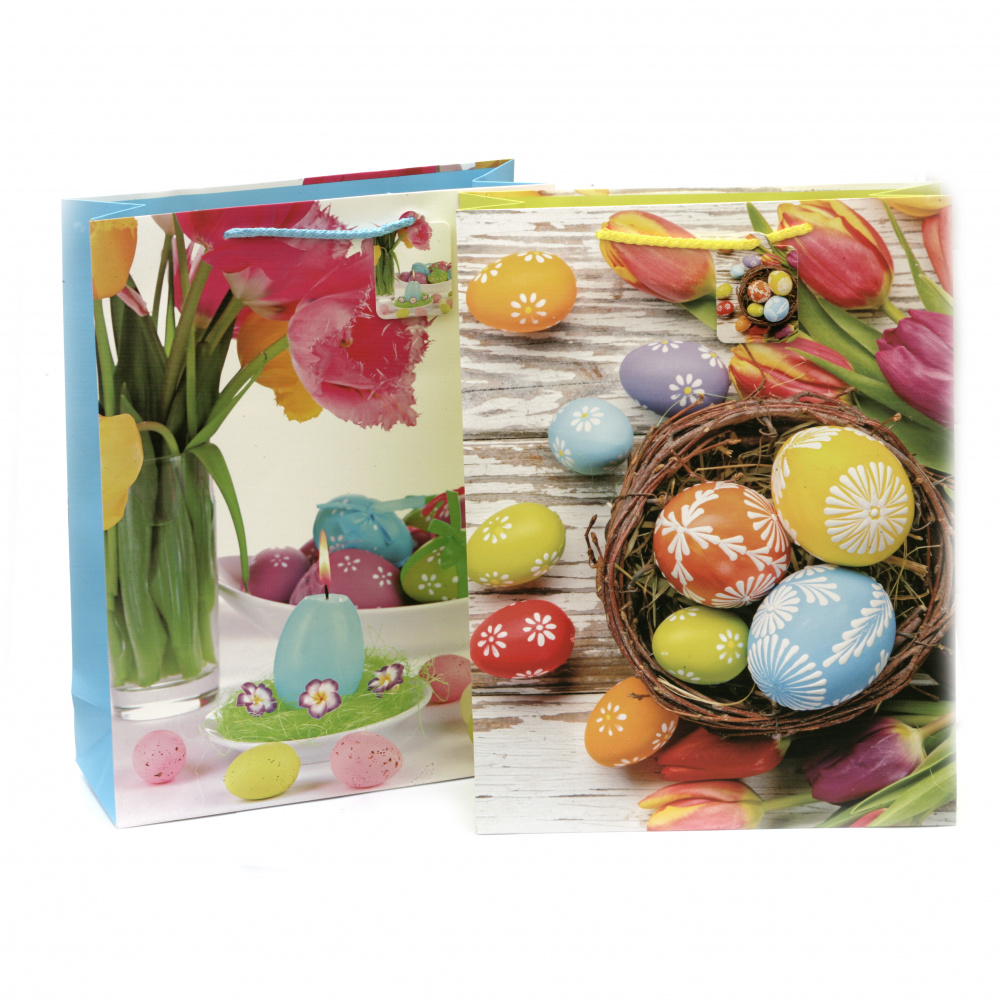 Colorful EASTER Cardboard Gift Bag, 32x42x11.5 cm, ASSORTED