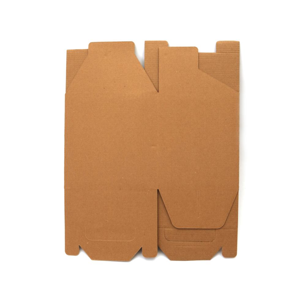 Folding Box with a Handle made of Corrugated Kraft Cardboard /  19x16x19 cm