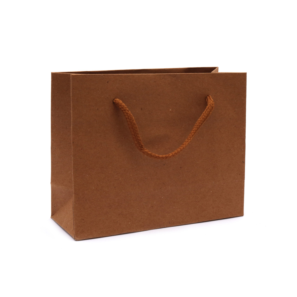 Kraft Paper Gift Bag with Handles, natural brown color, 15x6x12 cm
