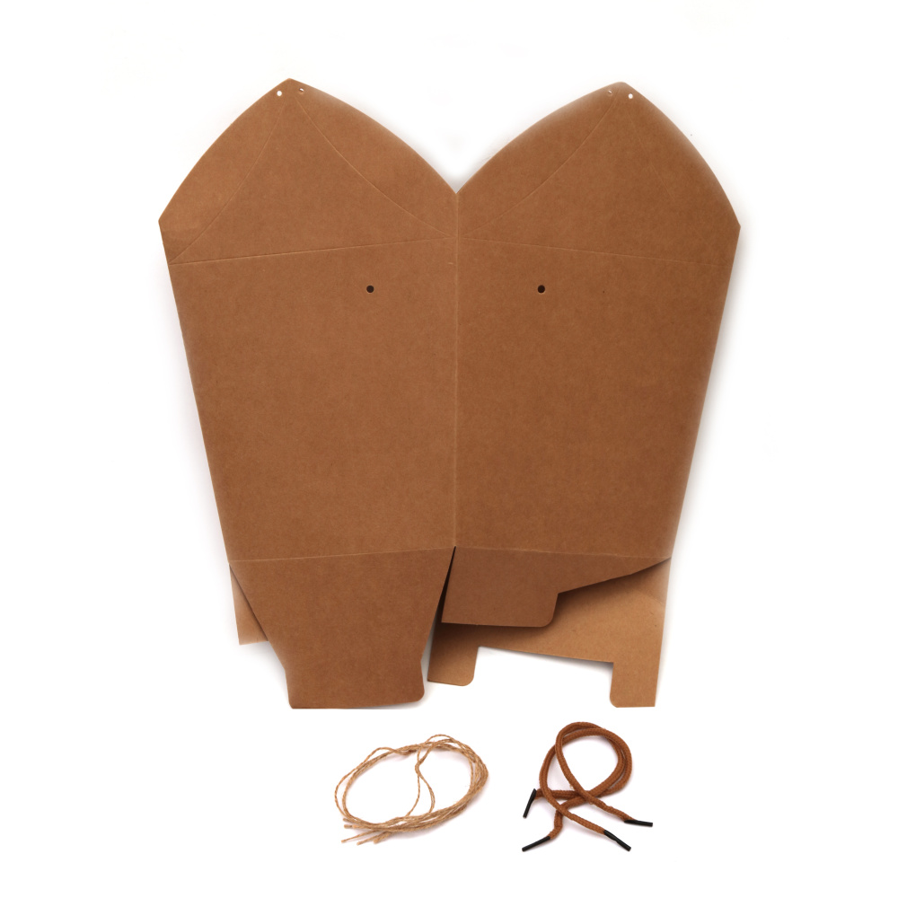 Folding Box made of Kraft Cardboard, Gift Bow with Handles and Twine, Outer Size: 20x20x20.5 cm, Color: Natural Brown