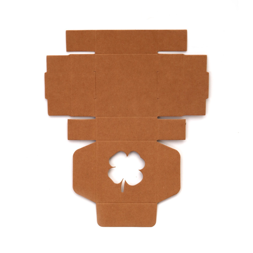 Folding box made of kraft cardboard 7.8x7.8x3 cm with clover