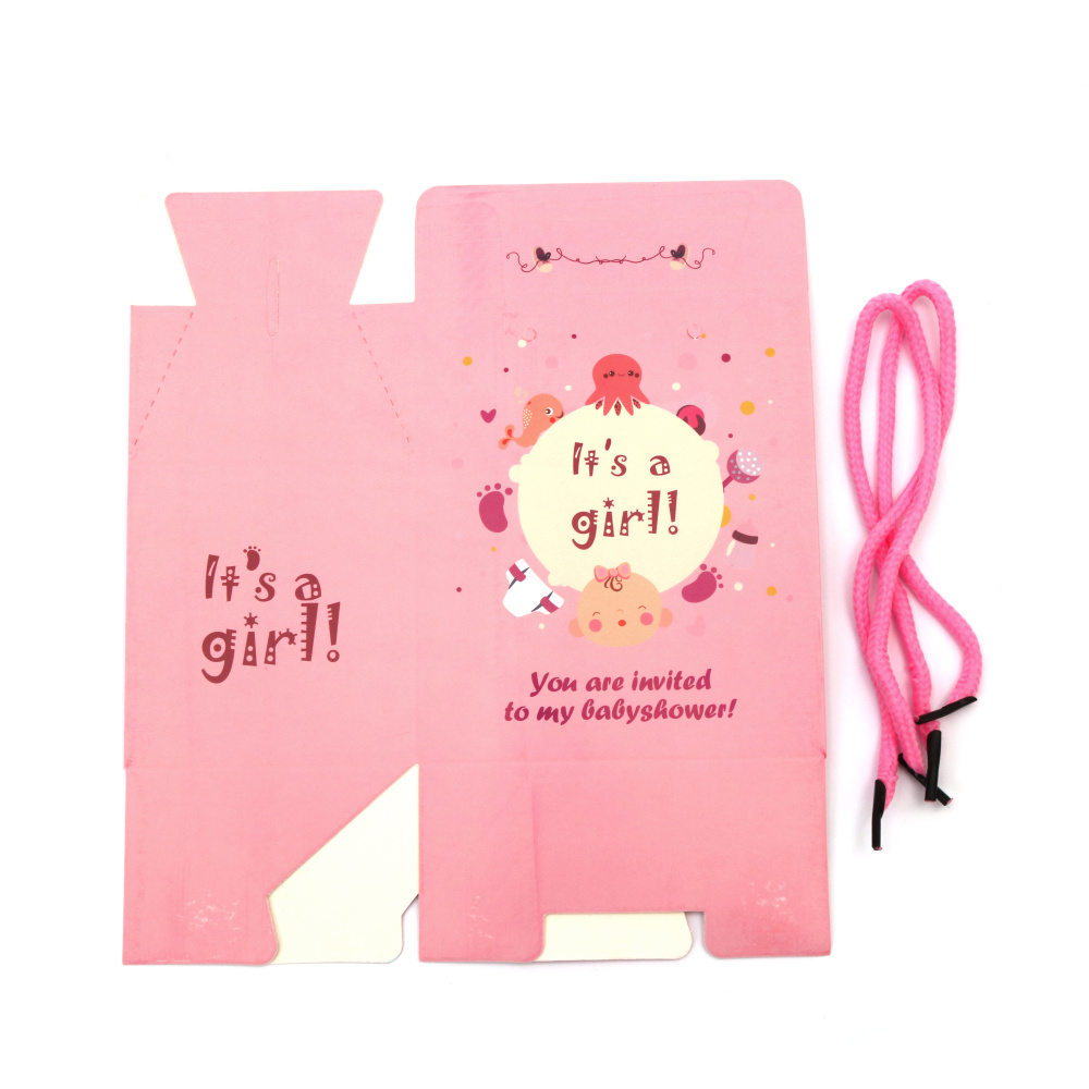 Cardboard Folding Box for a Baby Girl Gift 12x8.5x14 cm